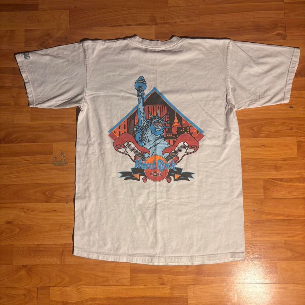 Vintage Y2K Hard Rock Cafe New York White Tee Size L Rock Music Shirt